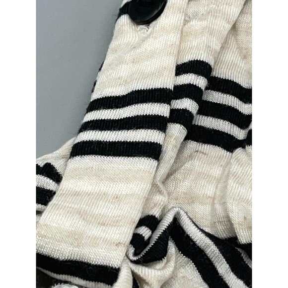 faith and joy 3/4 sleeve shirt striped ivory black button up sleeve small READ - Picture 4 of 15